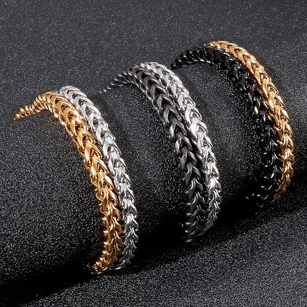 Amazon.com: Skcess Men Bracelet XLarge Gold Black, Bracelet